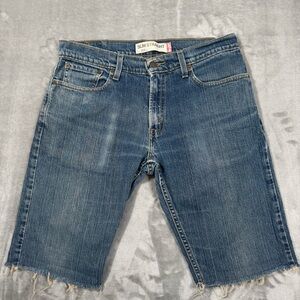Levis 514 Jean Shorts Slim Straight Mens 32x12 Blue Cut Off Jorts Stretch